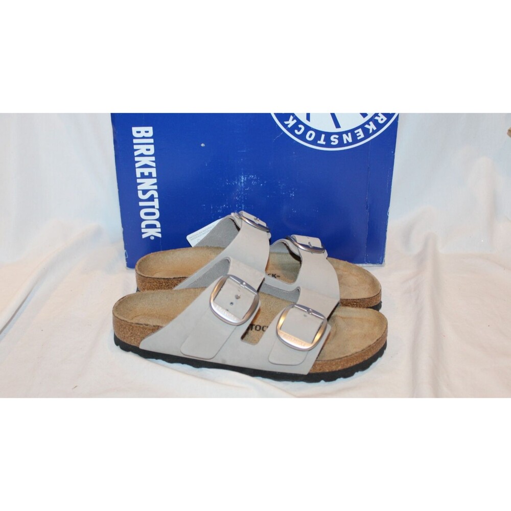 Birkenstock Arizona Big Buckle Leather Narrow Fit Sandals EU 39 Stone Coin NIB